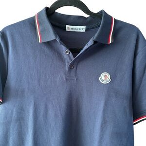 Moncler Men's Polo Shirt In Navy Blue Size Small